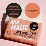 S-SKIN by Snoe's AHA Malic Face and Body Soap #Glowup #Hydration #pHbalanced for face & body.