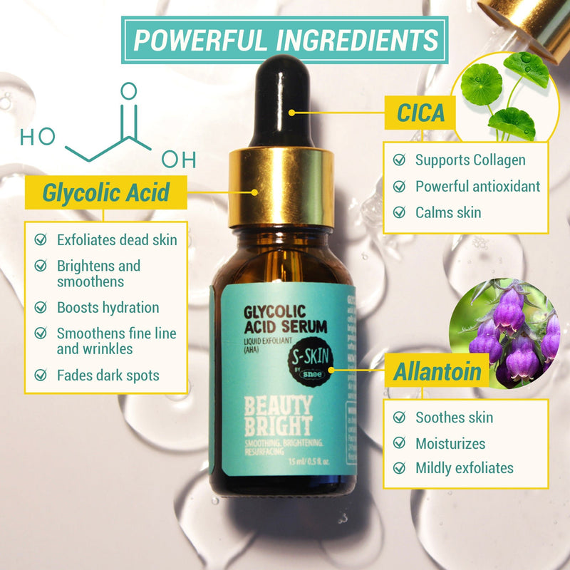 - AHA GLYCOLIC ACID SERUM | Beauty Bright Smoothing Brightening Resurfacing