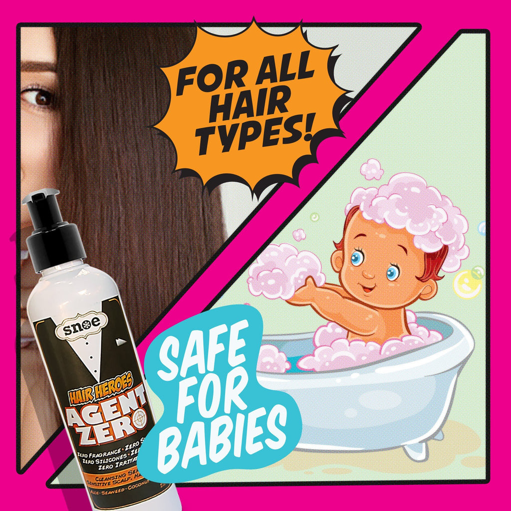 Safe and gentle haircare for all hair types, including babies, with HAIR HEROES' Agent Zero Cleansing Serum.