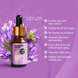 A plant-based alternative facial serum infused with purple flowers and Bakuchiol, the Bakuchiol Facial Serum by S-SKIN by Snoe.