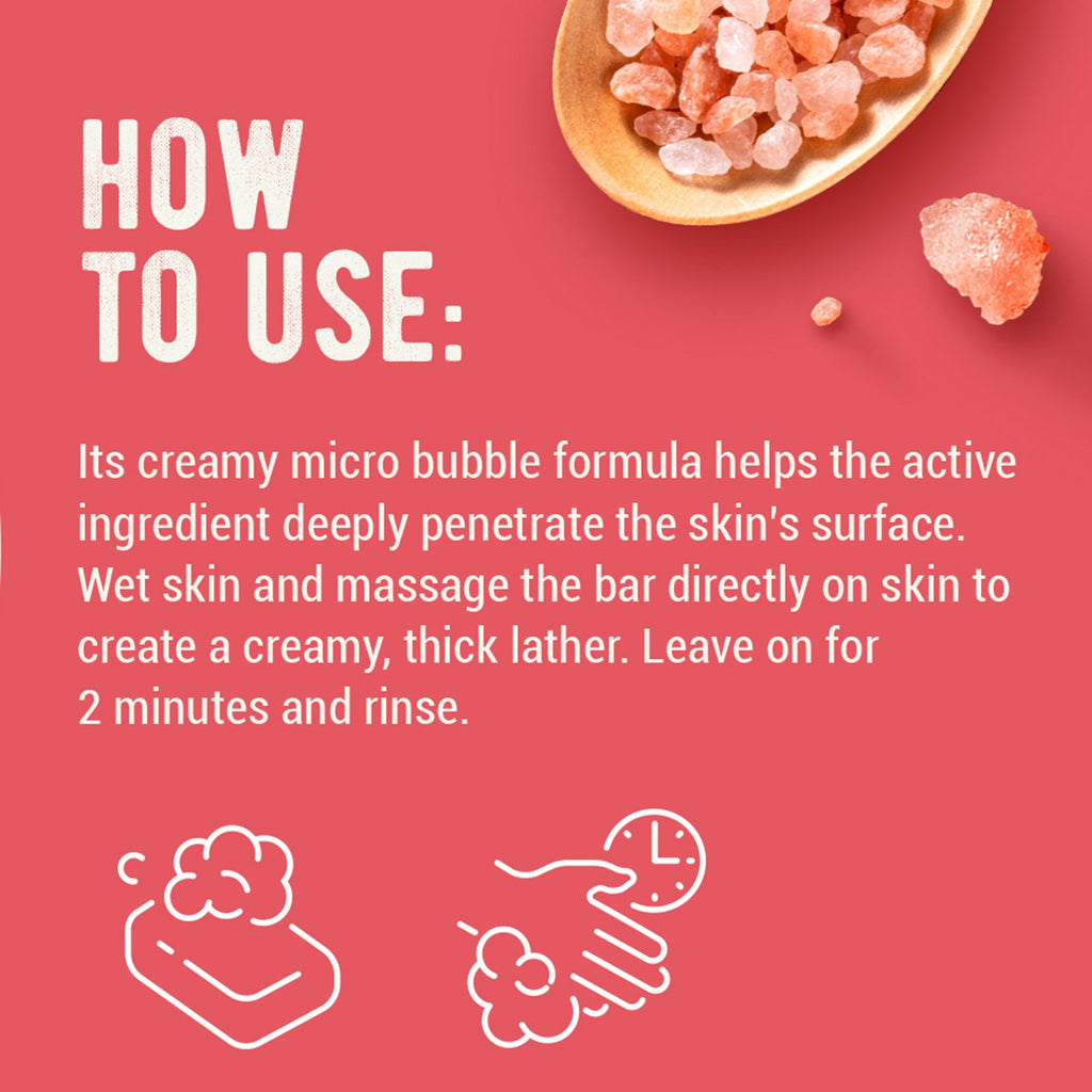 How to use S-SKIN Naturals' HIMALAYAN PINK SALT: Sodium Chloride Body Soap & Scrub's creamy micro bubble formula for skincare.