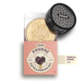 A Loose Powder SPF 30+ in VANILLA CREME from the brand POUDRE EXTRAORDINAIRE in a box next to a beauty product.