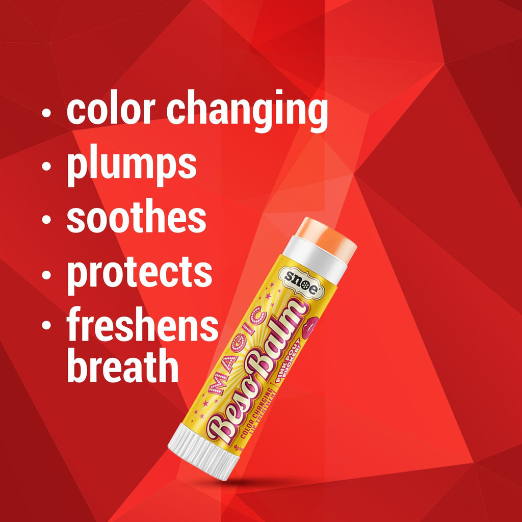 A Magic Color Changing Lip Treatment Lip Balm in TUTTI FRUTTI by BESOBALM that protects and freshens breath.