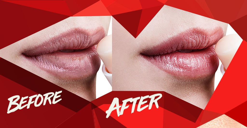 A woman's lips undergo a transformative treatment with Magic Color Changing Lip Treatment Lip Balm in TUTTI FRUTTI by BESOBALM, enhancing their beauty and radiance.